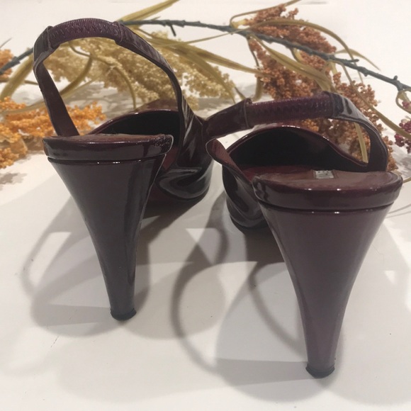 VIA SPIGA purple patent leather sling back heel 7 - Picture 6 of 8